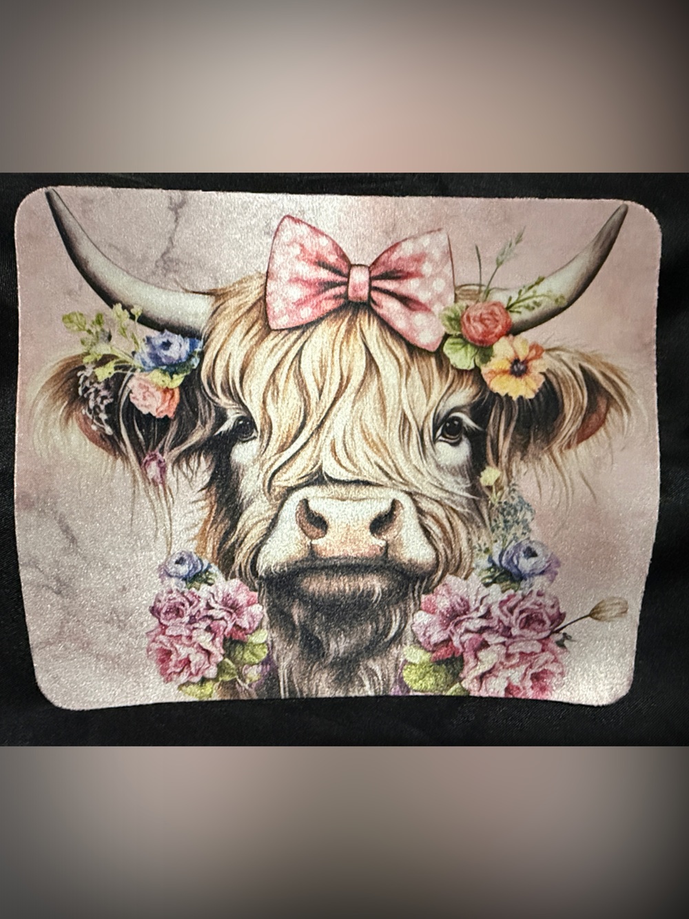 NEW! Beautiful Highland Cow Floral Mouse Pad